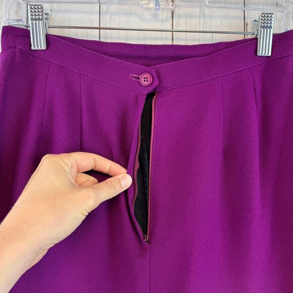 VTG Nolan Miller Purple Black Wool Embellished Beaded Jacket Skirt Outfit Set 10 - Picture 9 of 16